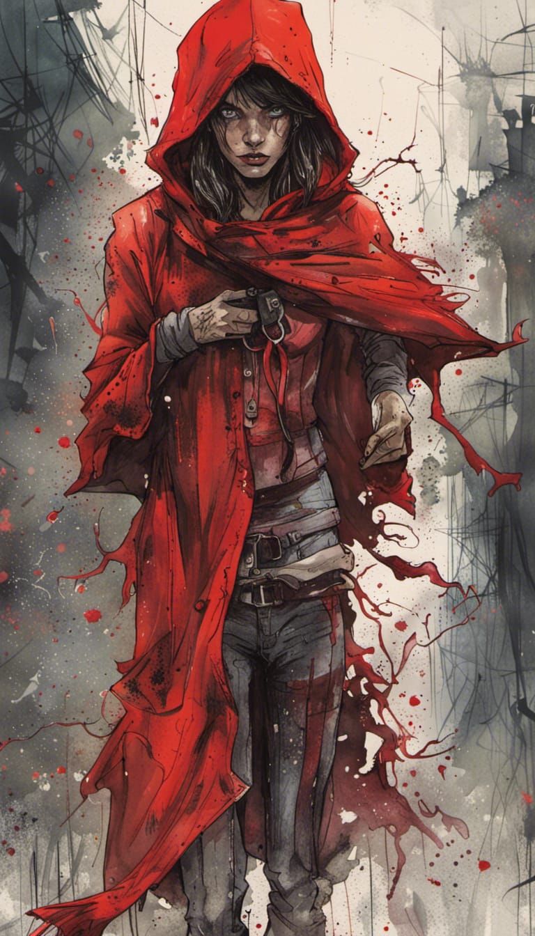Little Red Riding Hood as Assassin in Graphic Novel Style