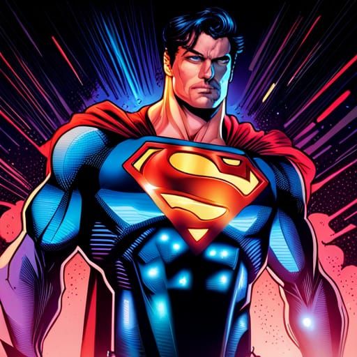 Cyberpunk Superman Comic Book Art in 3099