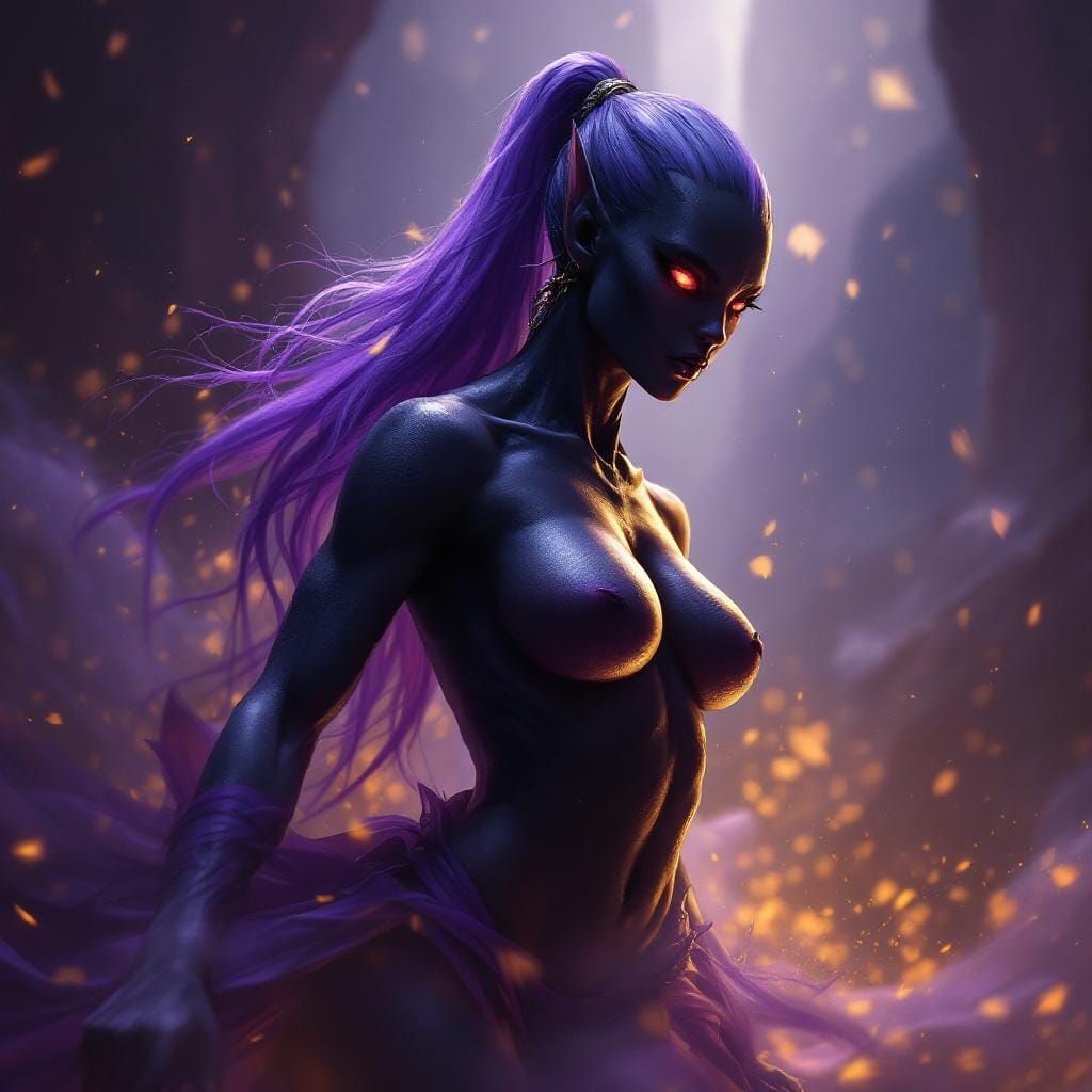 Hyperdetailed Drow Warrior in Dark Fantasy Style