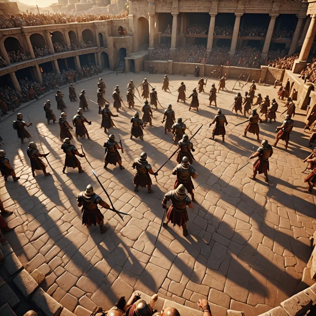 Gladiators Clash in Roman Arena: 3D Game Art