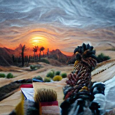 Hyperdetailed Oil Painting of a Desert Sunset