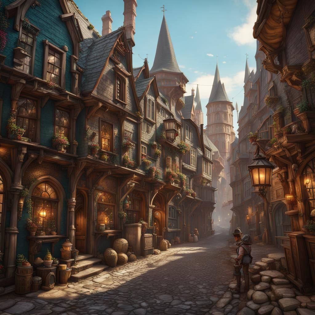 Streets of Ankh Morpork in High Fantasy Style