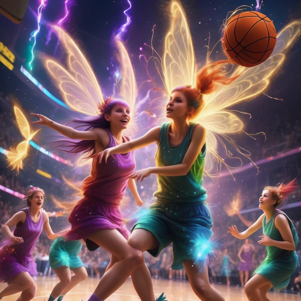 fairies playing basketball