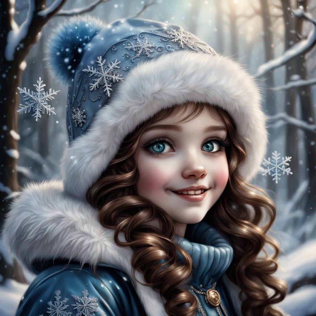 Hyper-Realistic Winter Portrait of a Young Girl