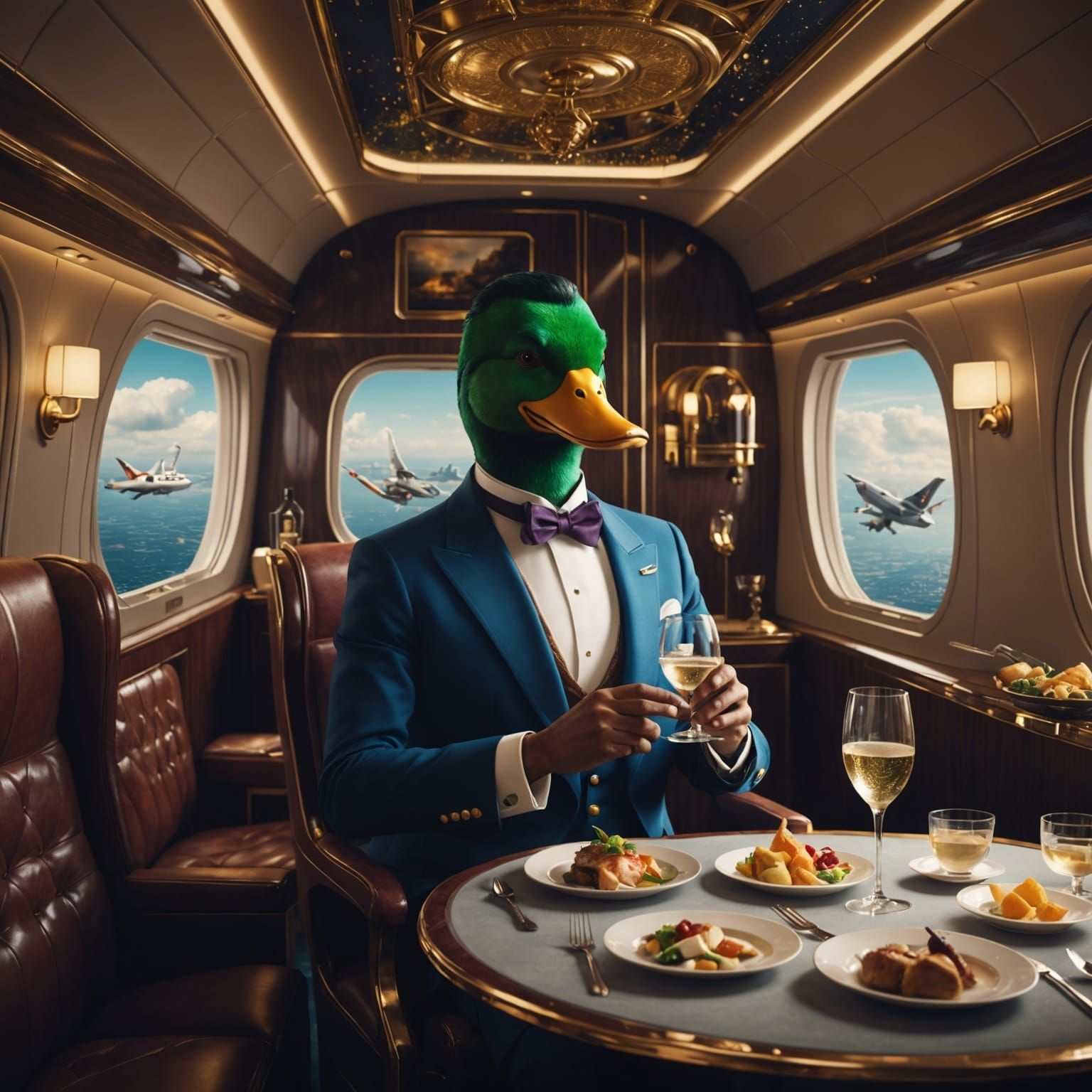 Duck's First-Class Airplane Dining Experience