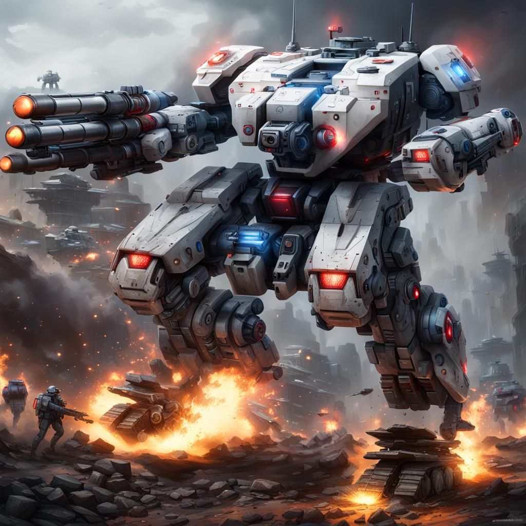 American Combat Mech Firing Gatling Guns