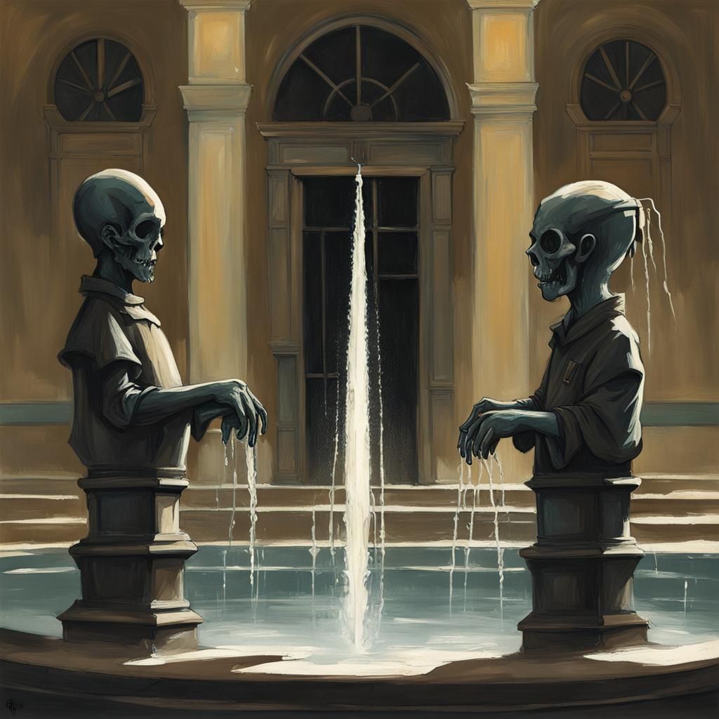 Sinister Water Fountains in Gothic Fantasy Style