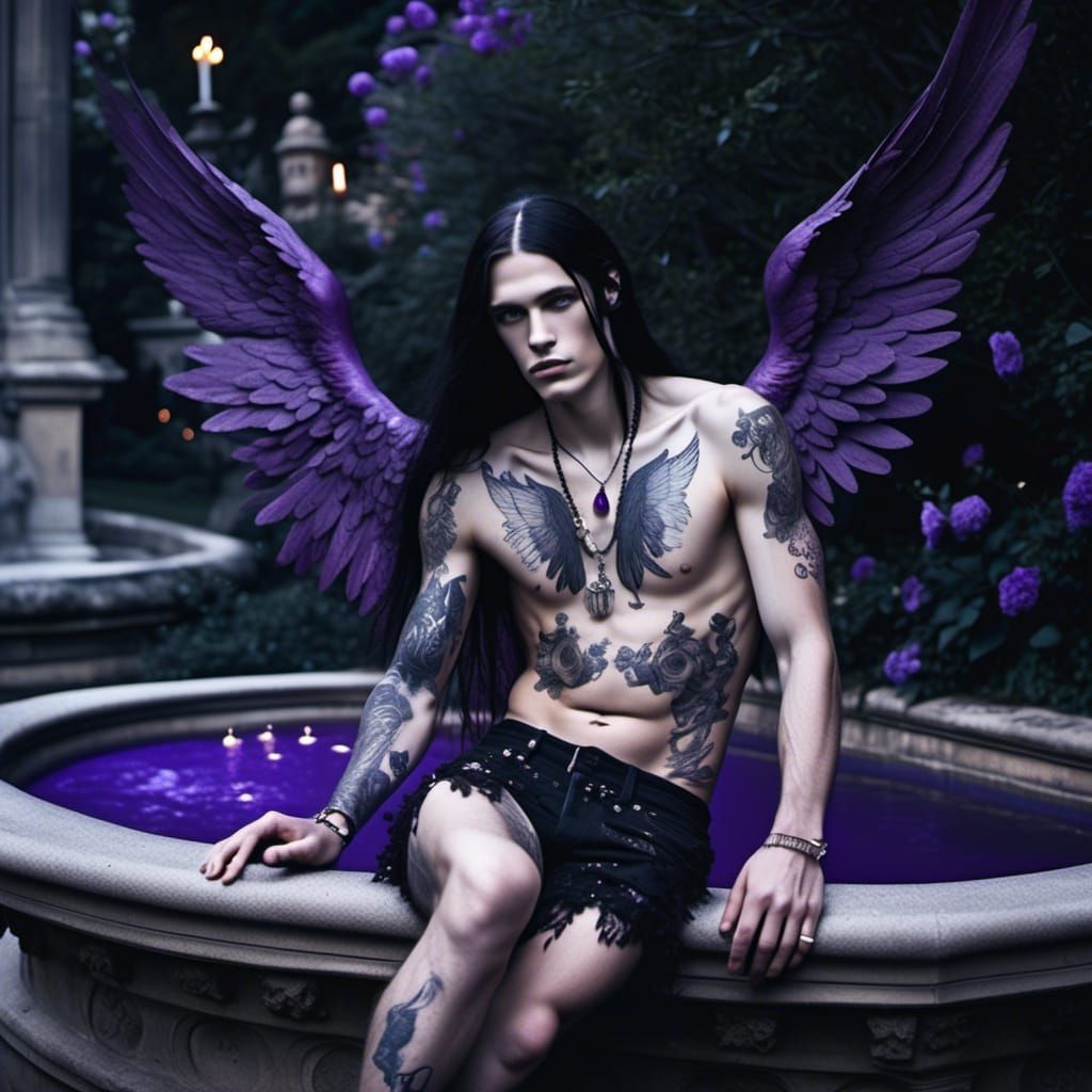 Gothic Garden: Man with Violet Wings