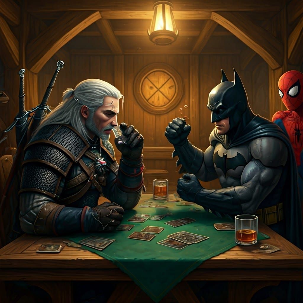 Fantasy Card Game with Superman and Batman