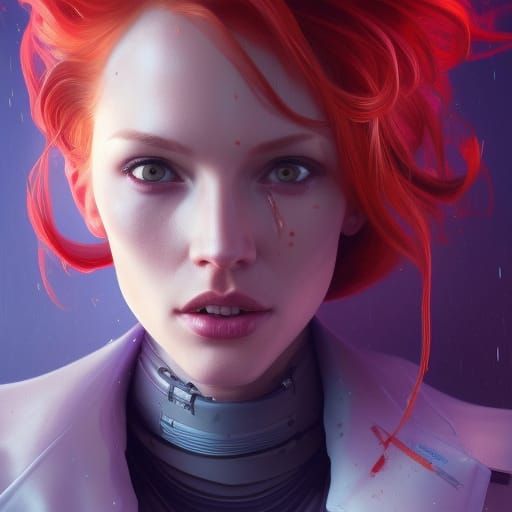 Redhead Space Surgeon Portrait in Detailed Digital Art