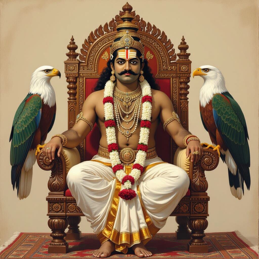 Tamil King Iraavana with Veena in Raja Ravi Varma Style