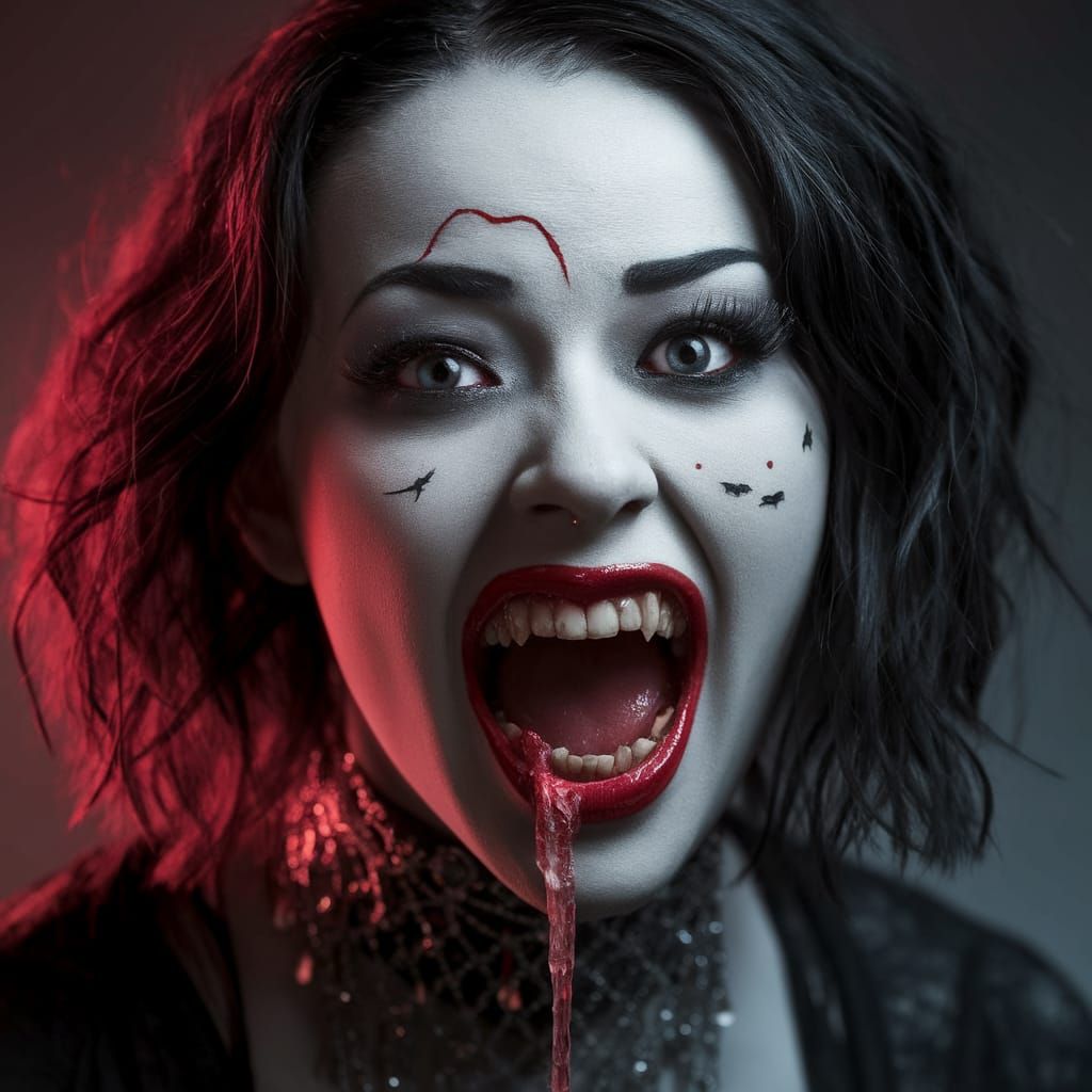 Gothic Vampire Woman at a Dark Club