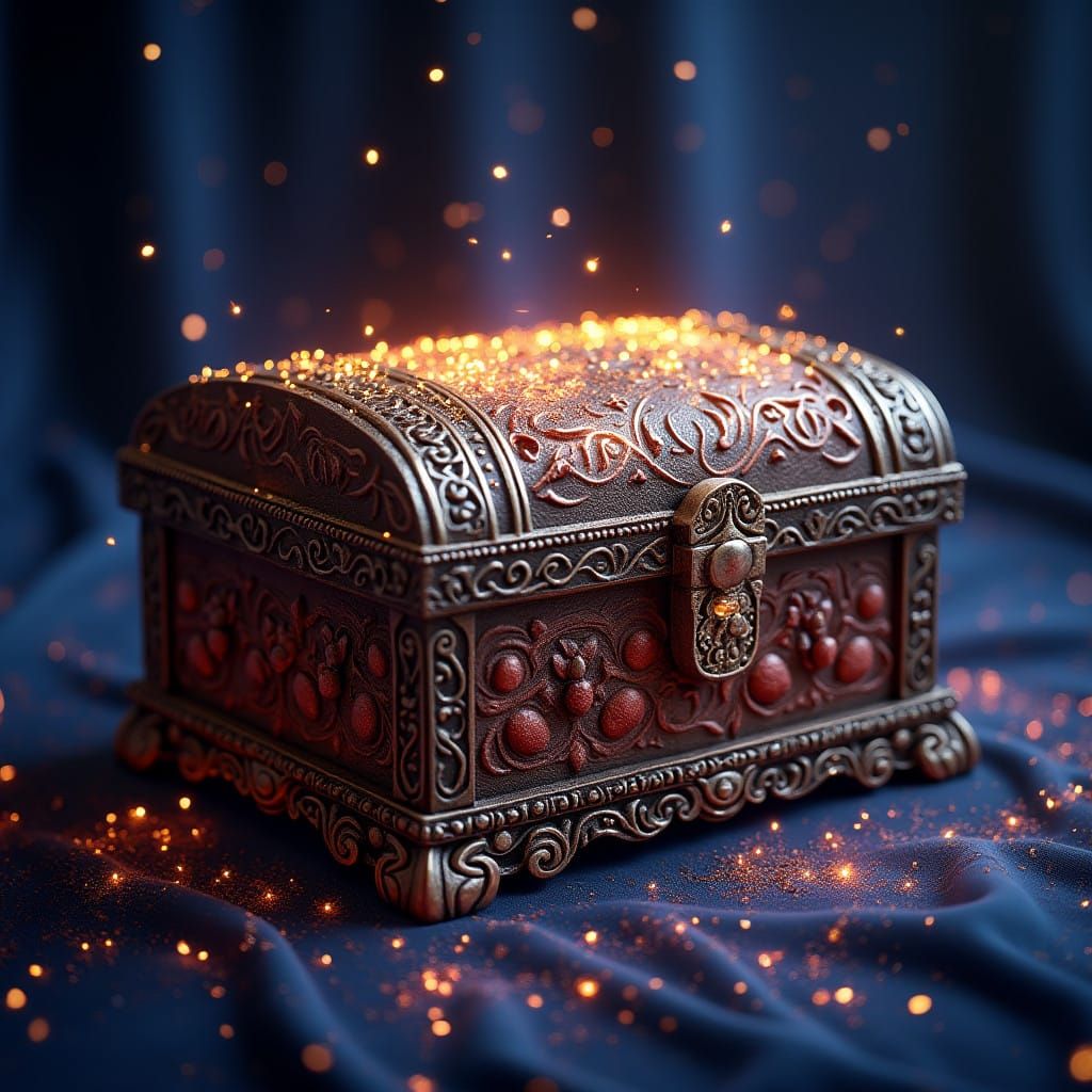 Whimsical Wooden Box of Wonders in Fantasy Style