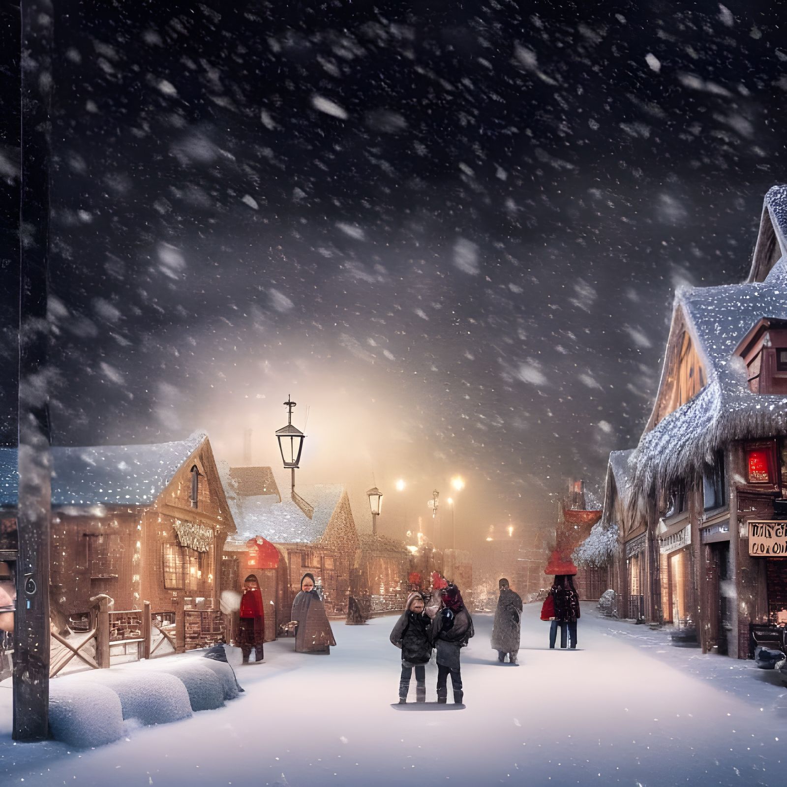 Winter Village in Snow Globe: Detailed Matte Painting