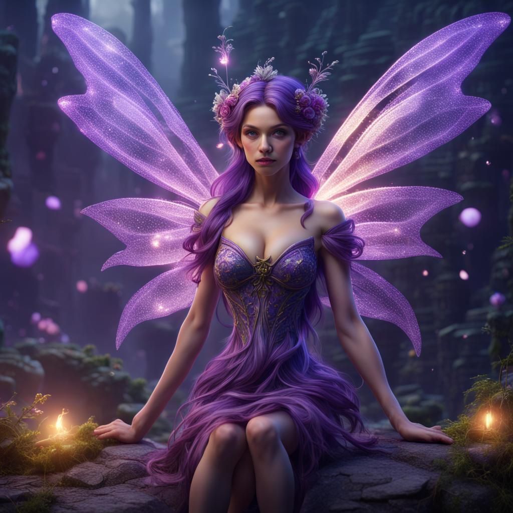 Enchanting Purple Fairy with Sparkle Wand