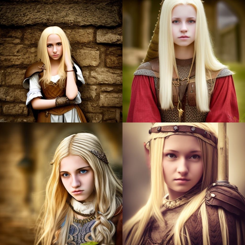 Hyperrealistic Medieval Teenage Girl in Fantasy Village
