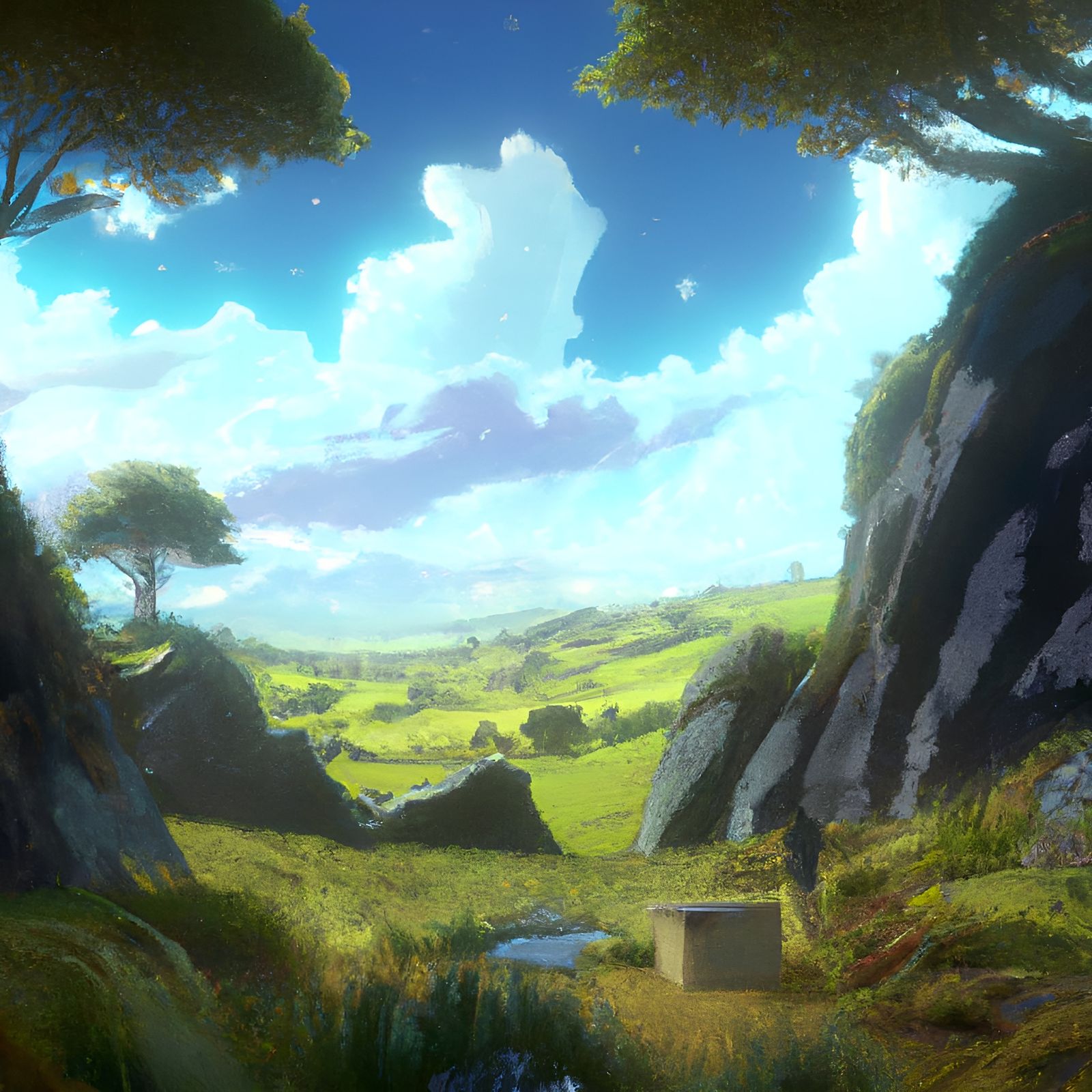 Anime Rocky Landscape in Studio Ghibli Style