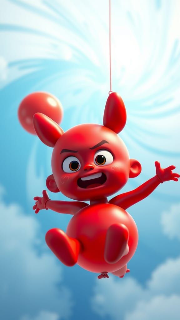 Vibrant Red Balloon Defies Gravity in Stunning 4K Digital Ar...