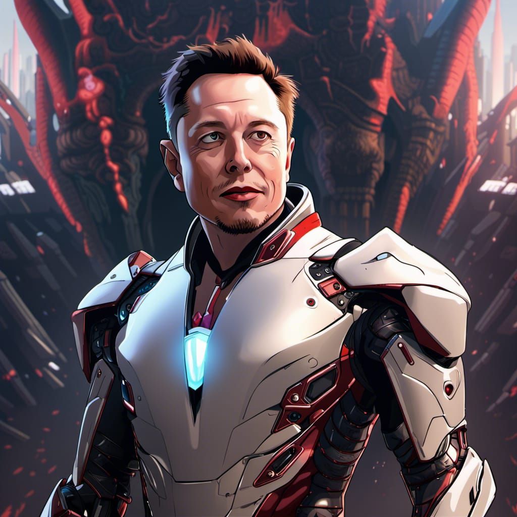 Elon Musk as Anime Character, Detailed Digital Art
