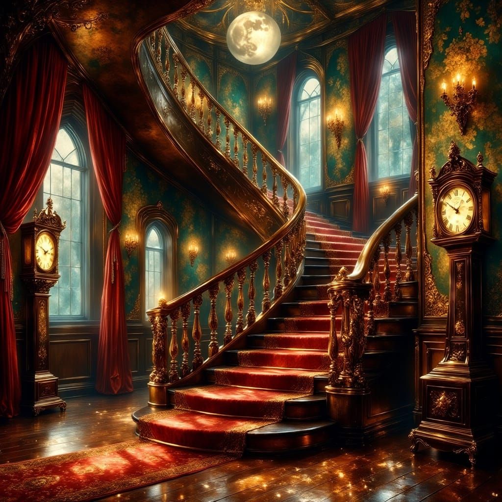 Grand Staircase in Enchanted Victorian Mansion