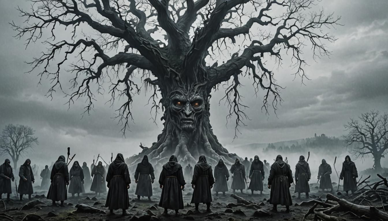 Viy Dark Fantasy Concept Art in Folk-Horror Style