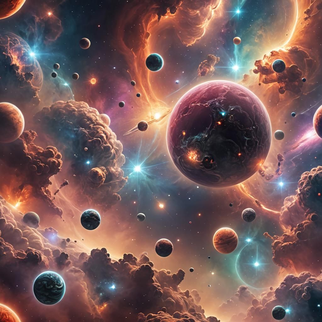 Breathtaking Cosmic Landscape in Vibrant Digital Art