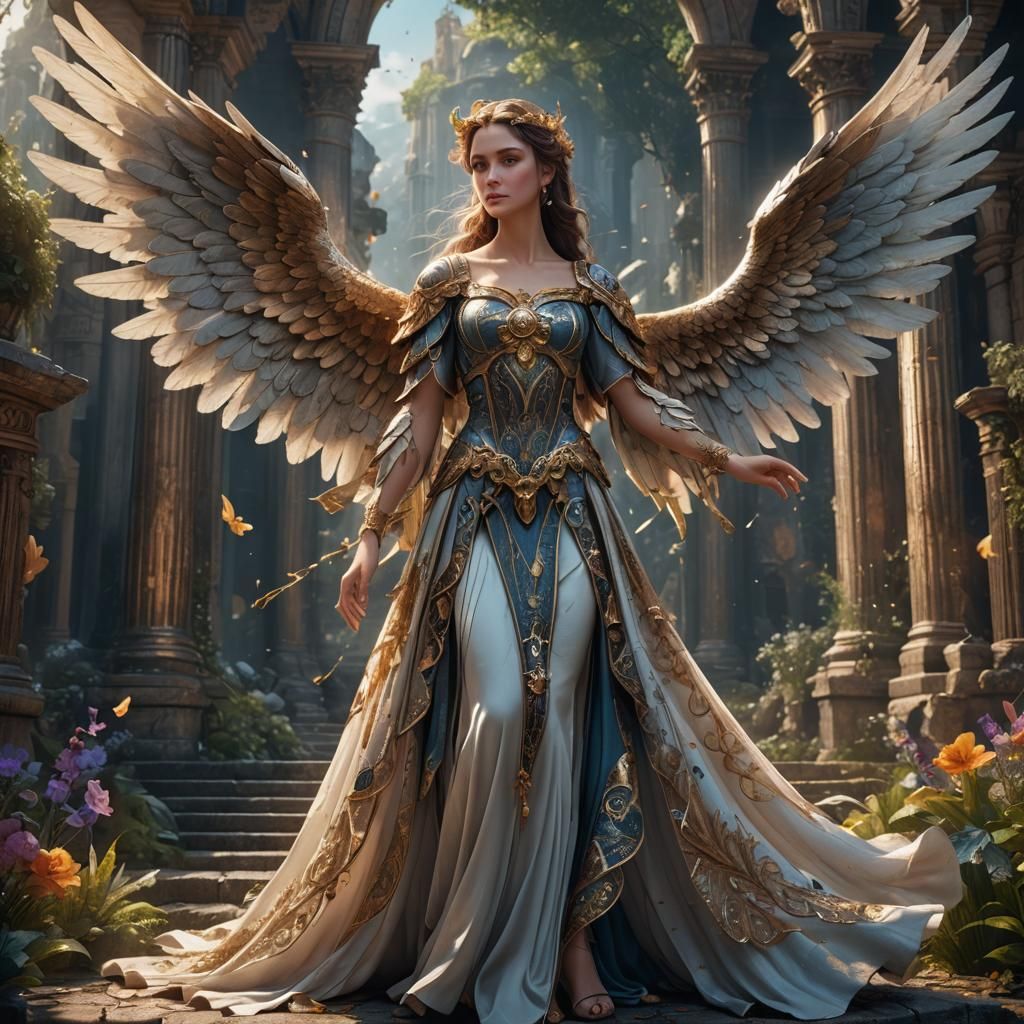 Angel with Wings in Detailed Matte Painting