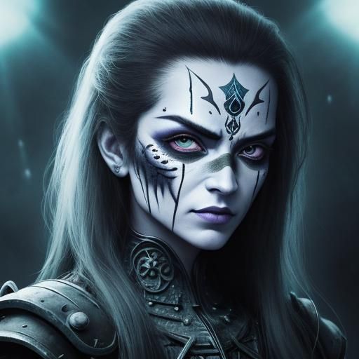 Disturbed Girl in Gothic Hyperrealism Nightmare