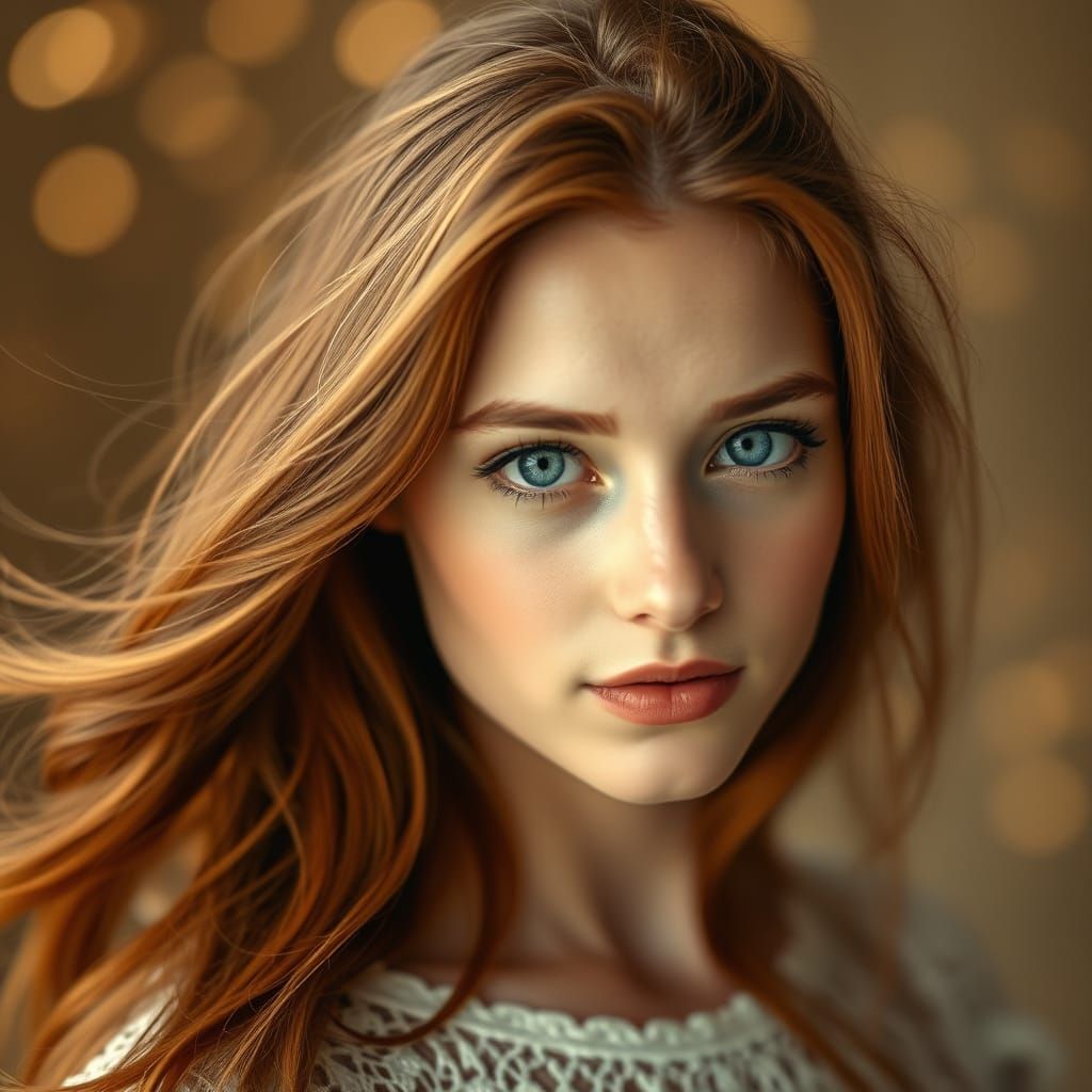 Young Woman's Dreamlike World in Photorealistic Style
