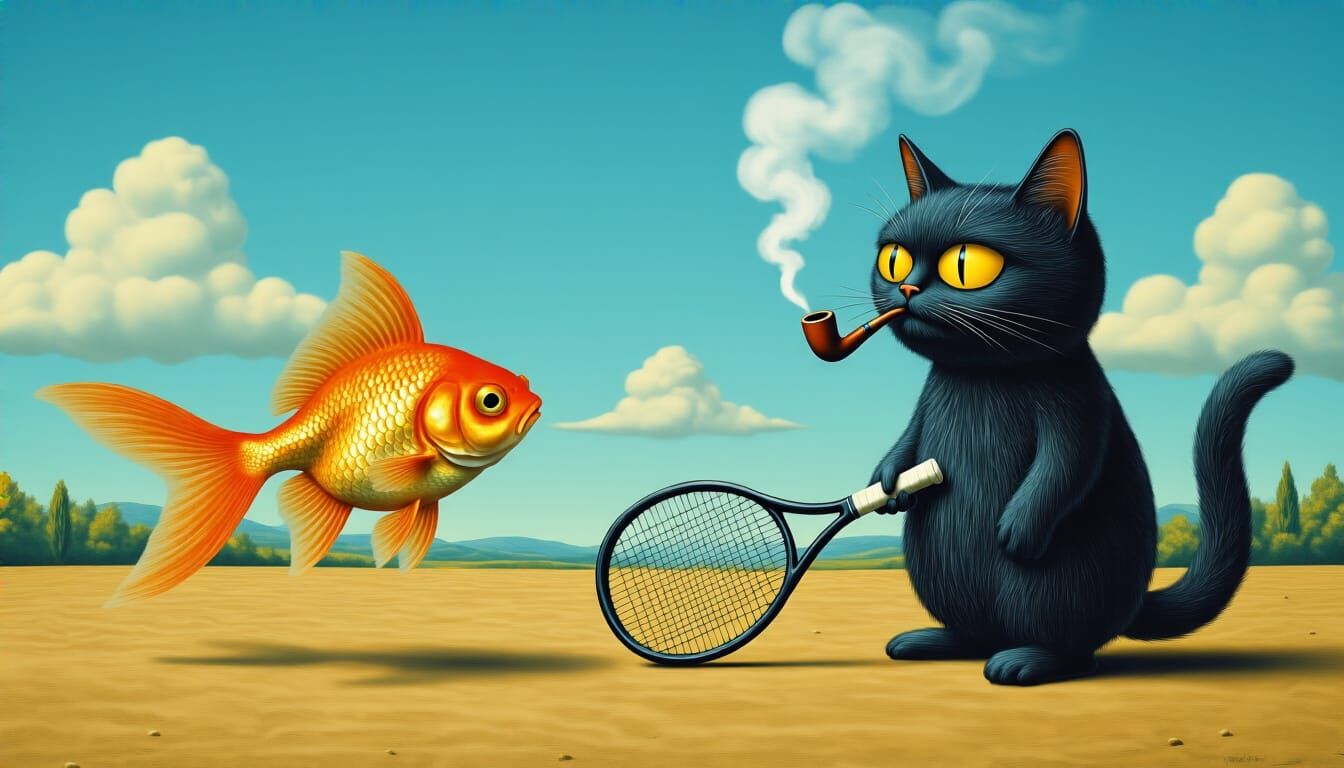 Fritz the Cat Plays Tennis, Magritte Style