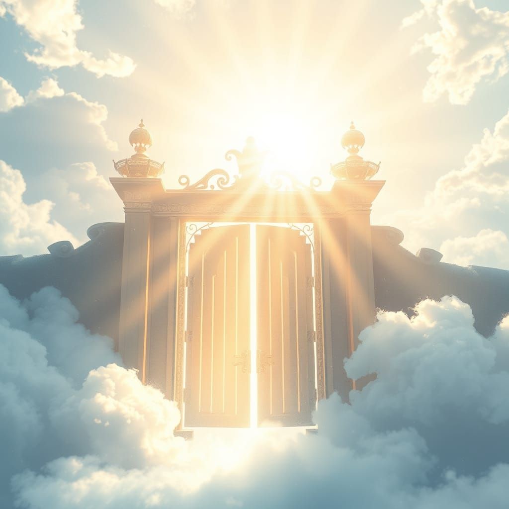 Shimmering Gate of Light in Dreamy Digital Art