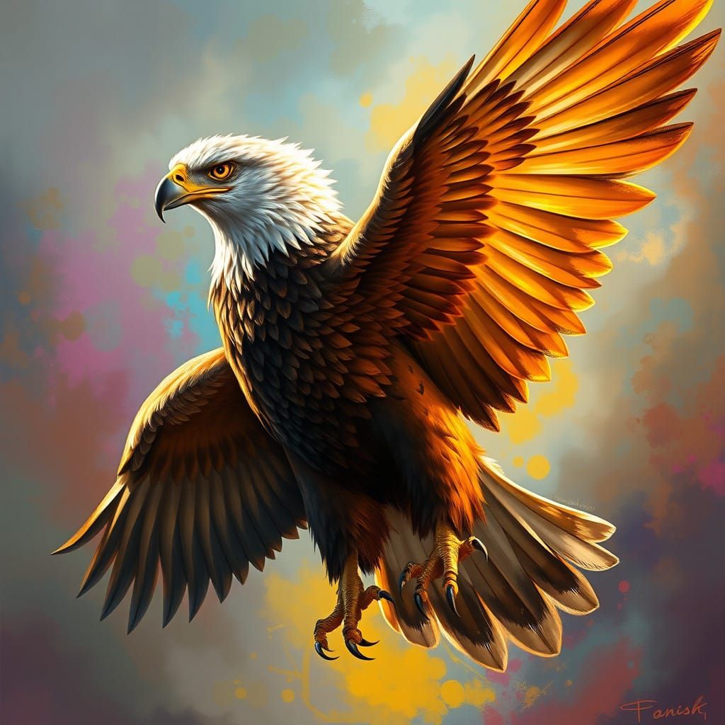 Majestic Eagle in Vibrant Fantasy Realm