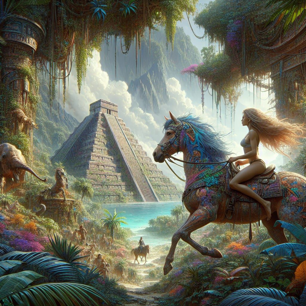 Jungle Pyramid Scene as Detailed Matte Painting