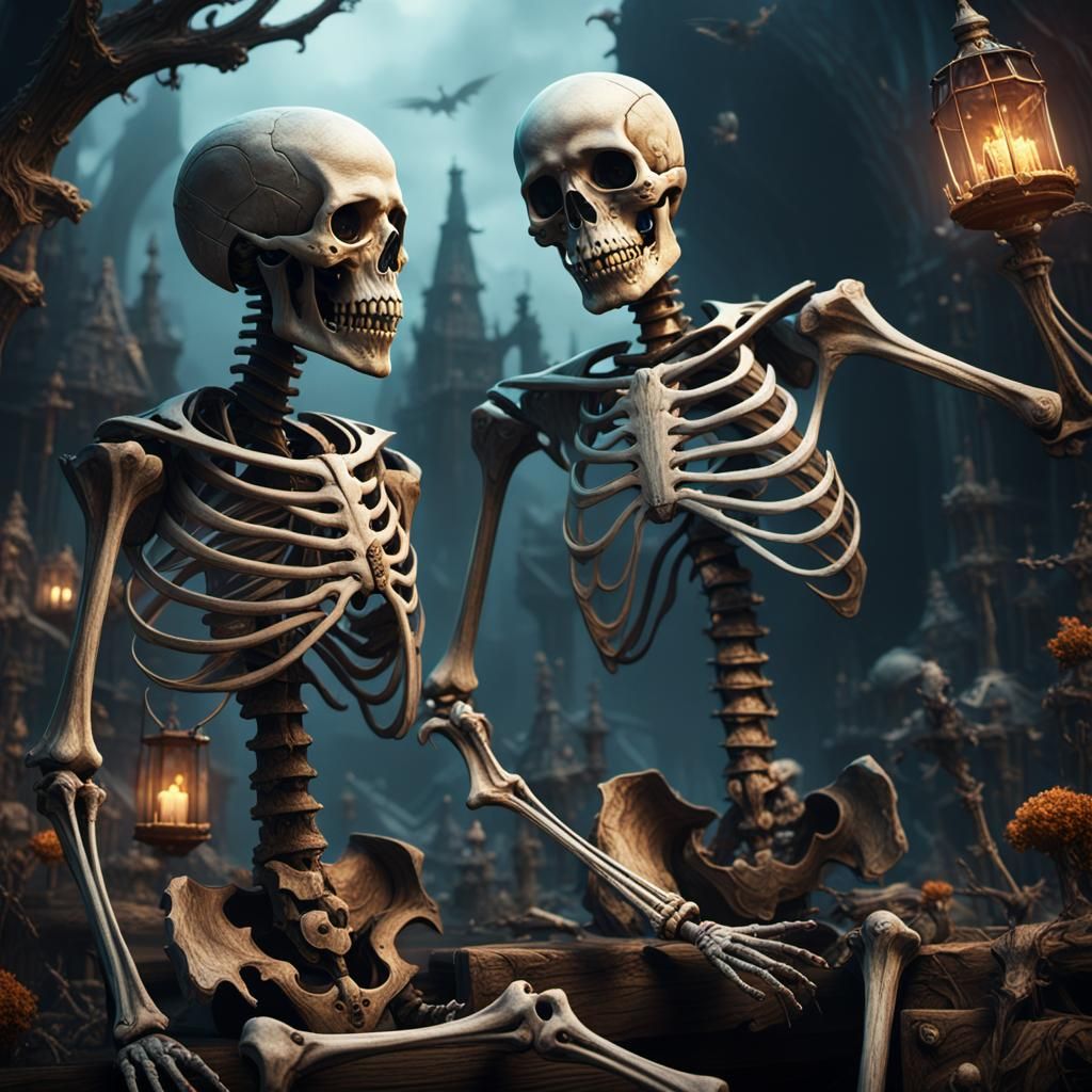 Fantastical Skeletons in Detailed Matte Painting