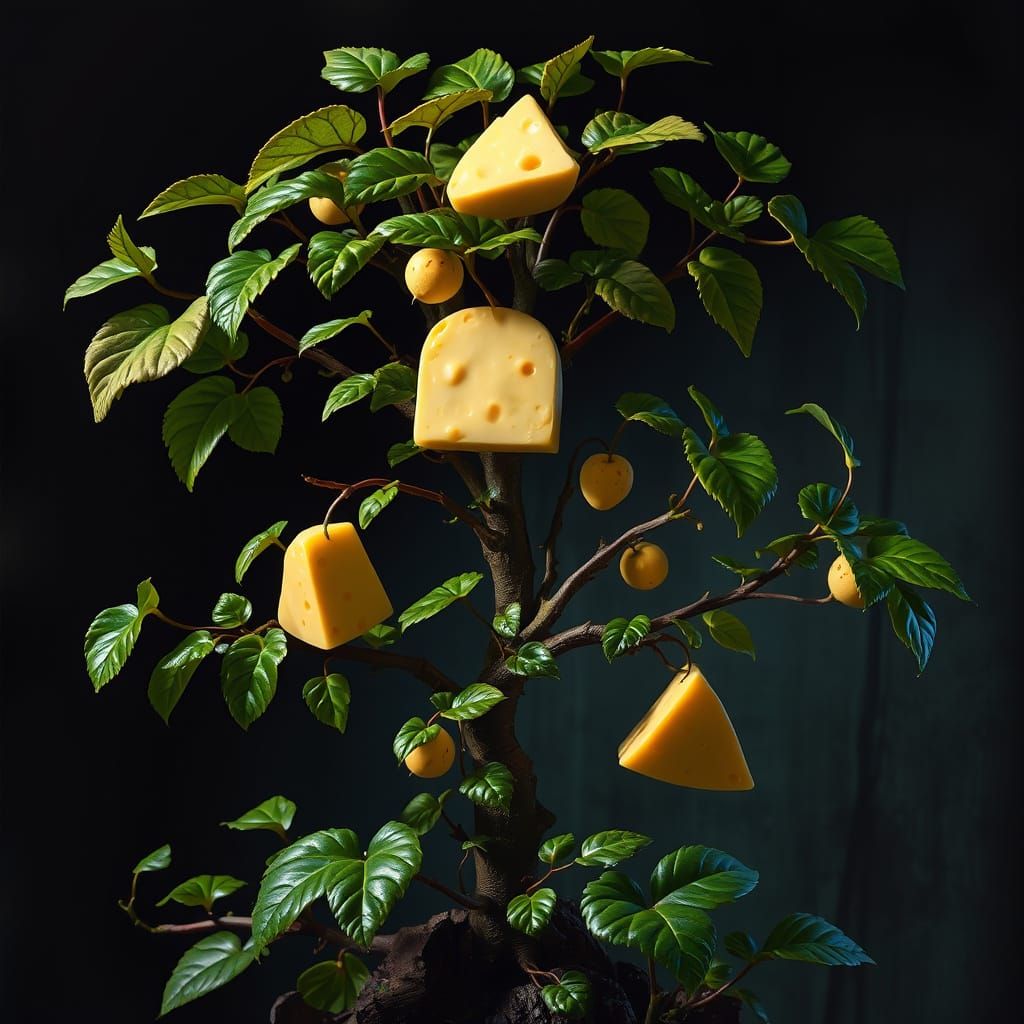 Surreal Swiss Cheese Plant in Dreamlike Landscape