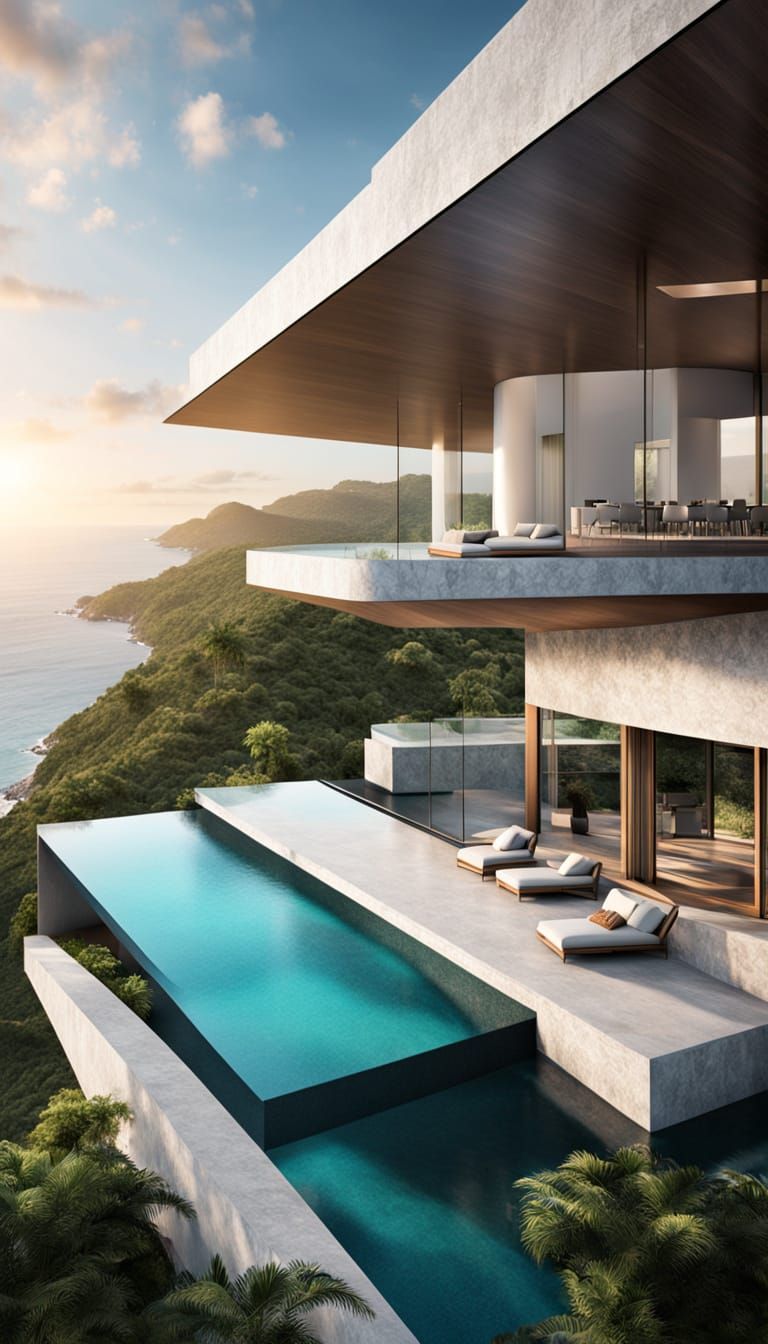 Ultra-Modern Cliffside Villa with Infinity Pools