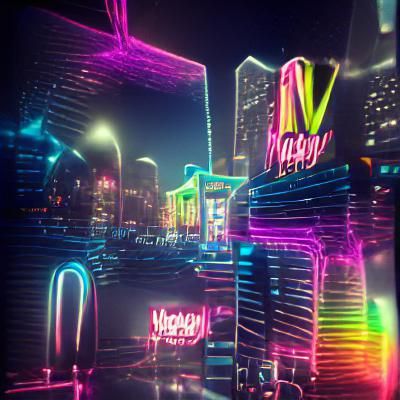 Neon Cityscape at Night in Cyberpunk Style