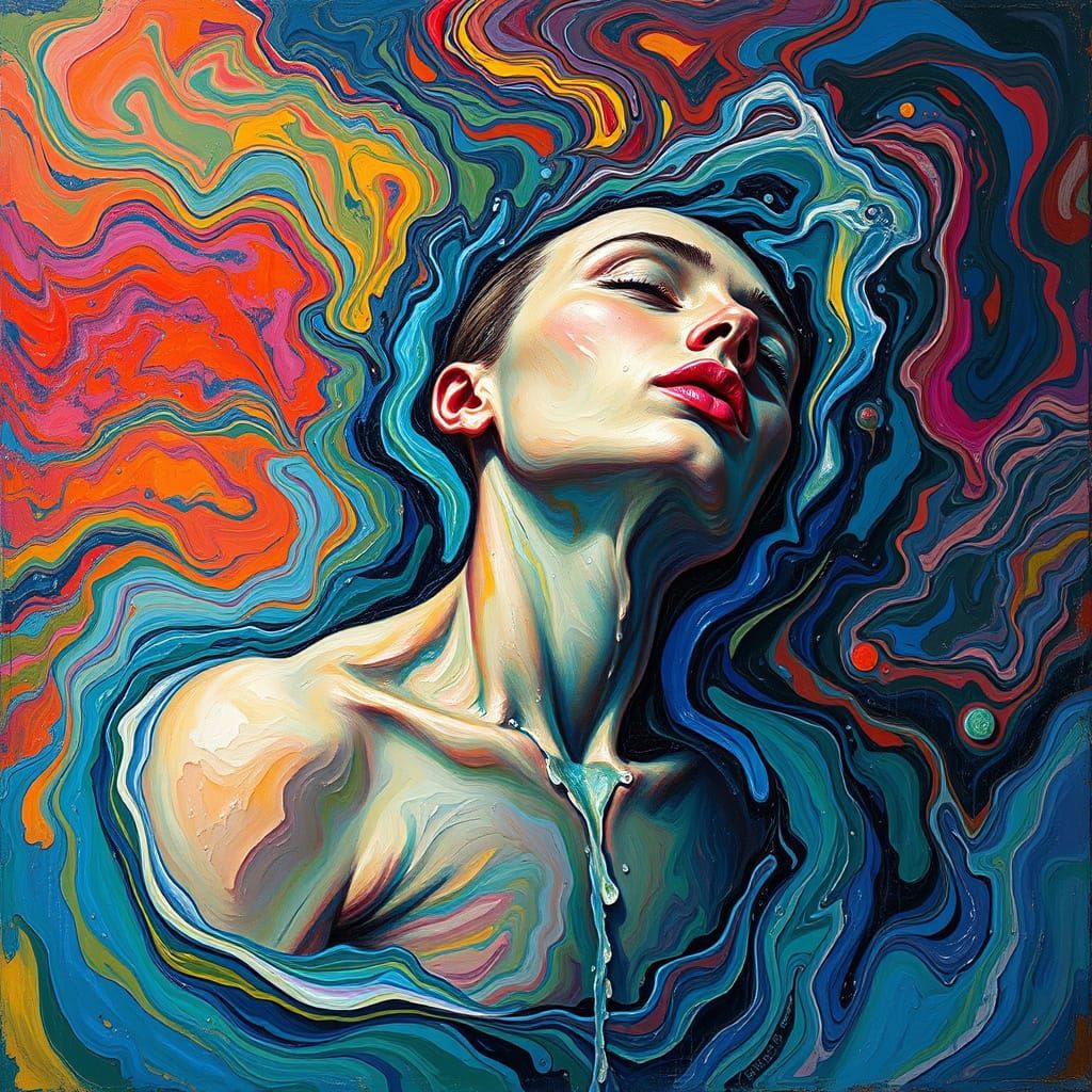 Melting Figure in Dreamlike Expressionist Style