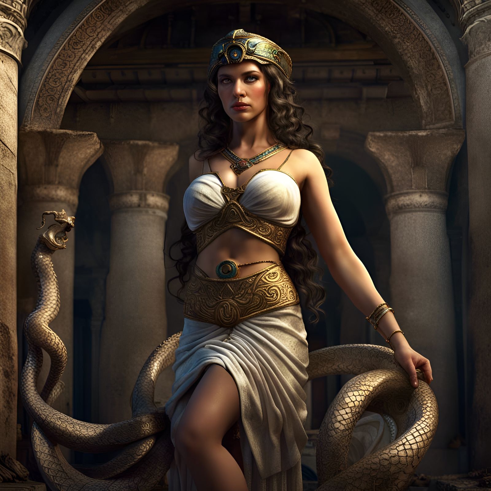 Lamia, Daughter of Poseidon, tortured by Hera, half woman half serpent, shapeshifter