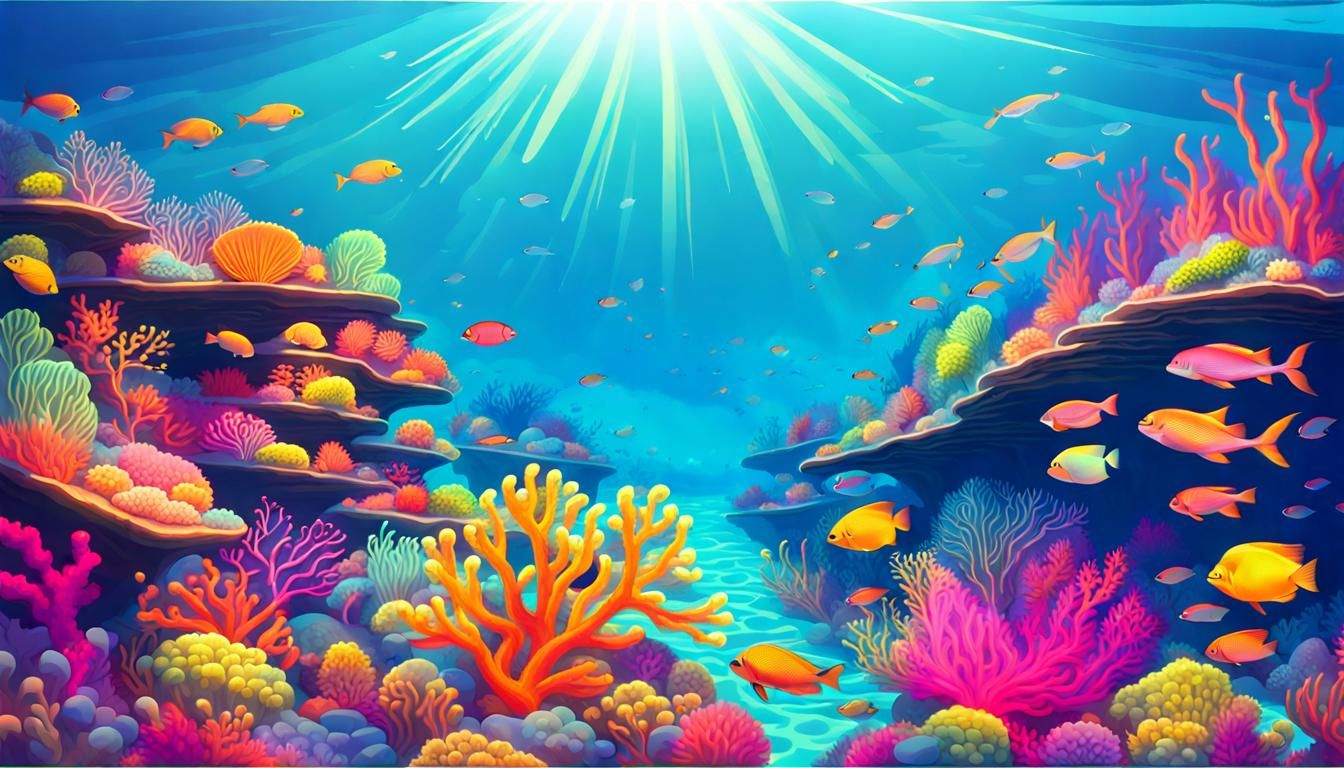 Great Barrier Reef: Colorful Neon Seascape