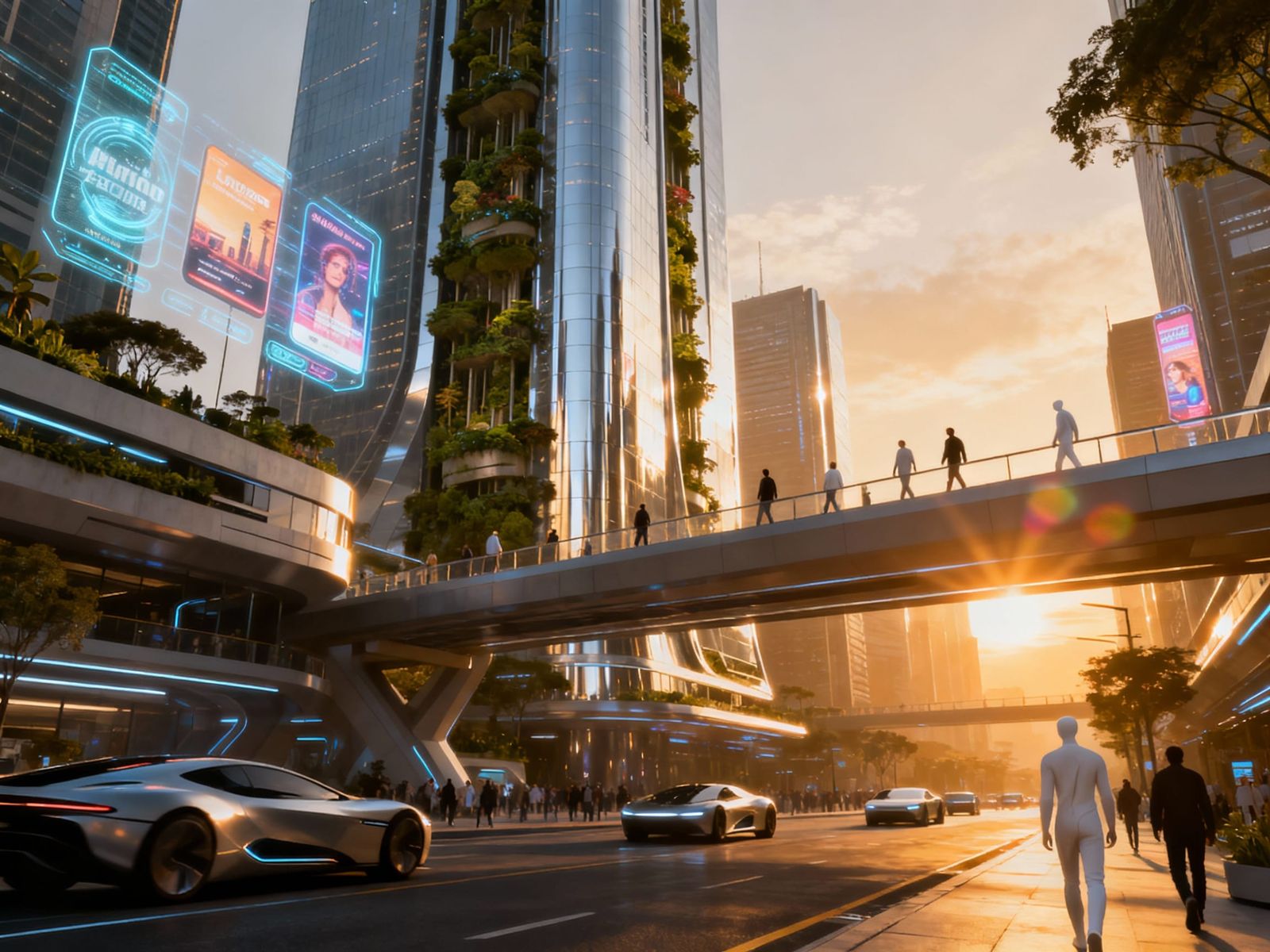 Futuristic London Street Scene 2100 in Cinematic Style