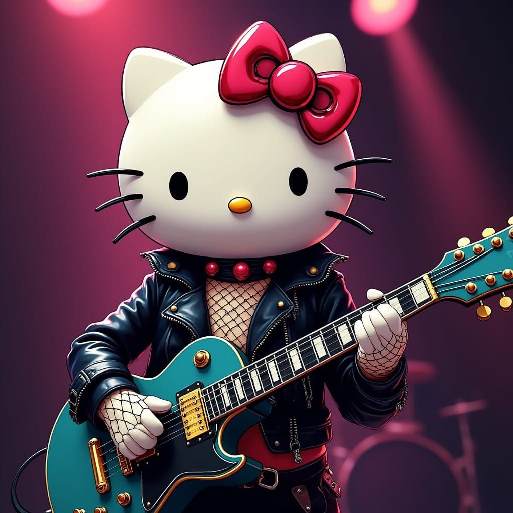 Hello Kitty Rockstar in Murakami-Burton-Garcia Style