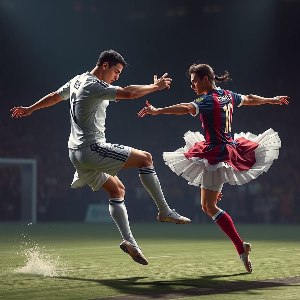 Ronaldo vs Messi: Ballet Fight in Anime Style