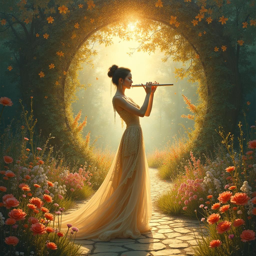 Flutist at Portal: Hyper-Realism and Art Nouveau