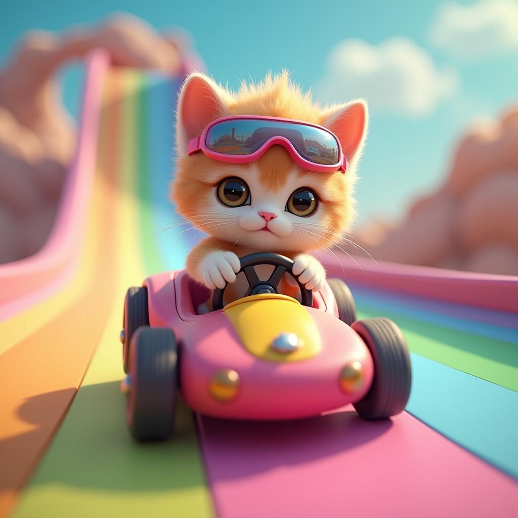 a cute baby kitten with big eyes, fluffy fur, holding the st...