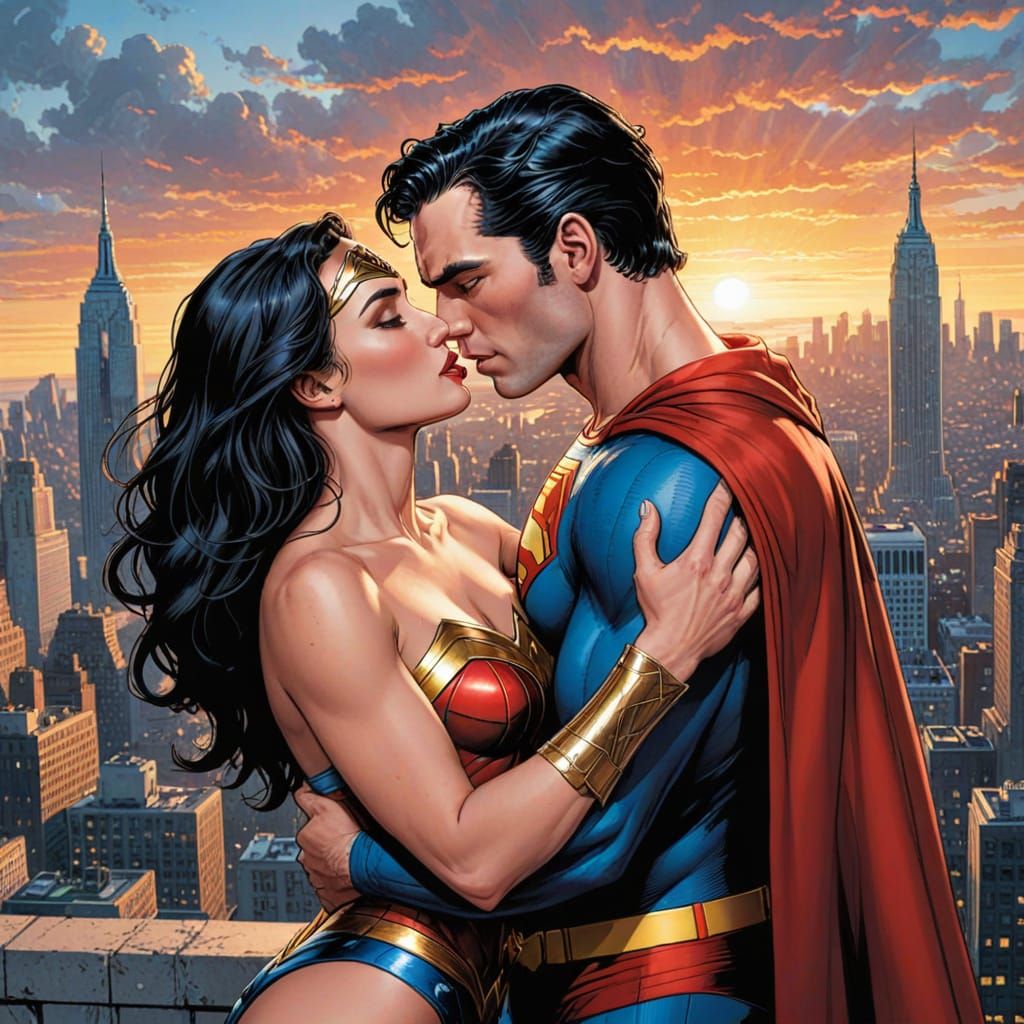 Wonder Woman and Superman Share a Romantic Kiss in Comic Boo...