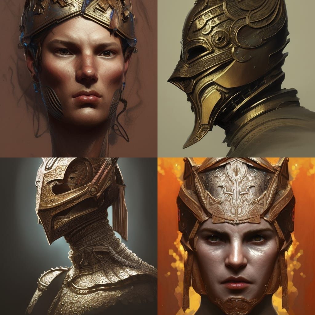 Carved Wooden Knight Portrait in Hyperdetailed Style