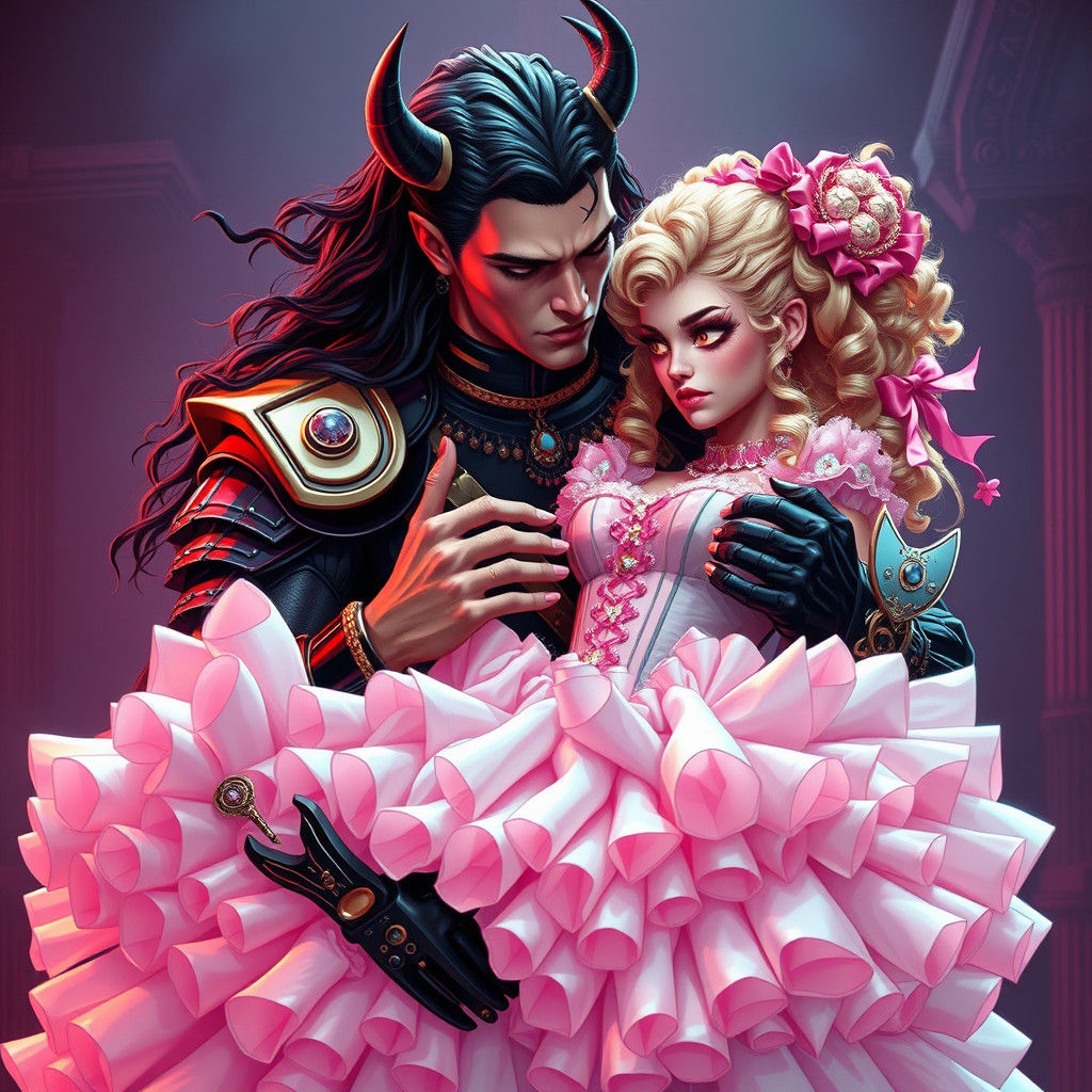 Demon King and Unwilling Bride in Synthwave