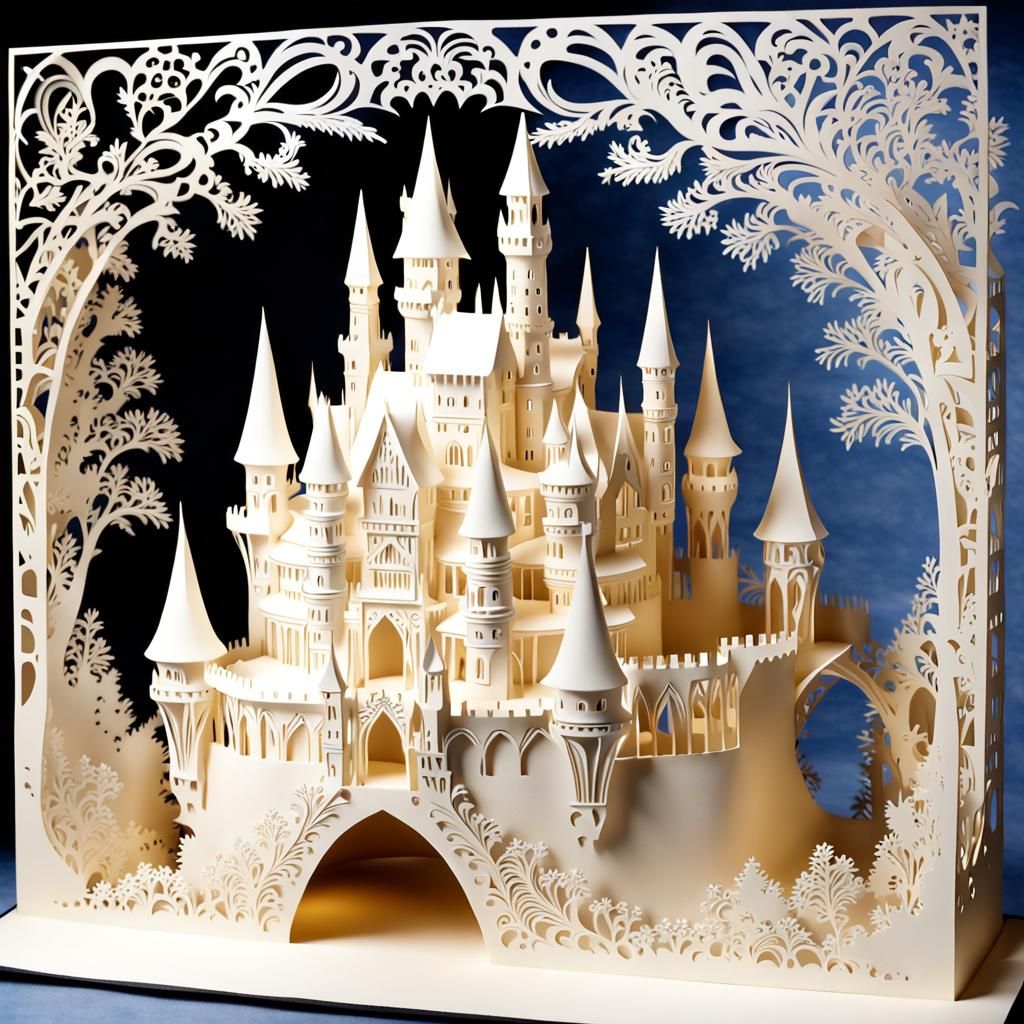 Fantasycore Kirigami Castle Sculpture in 3D