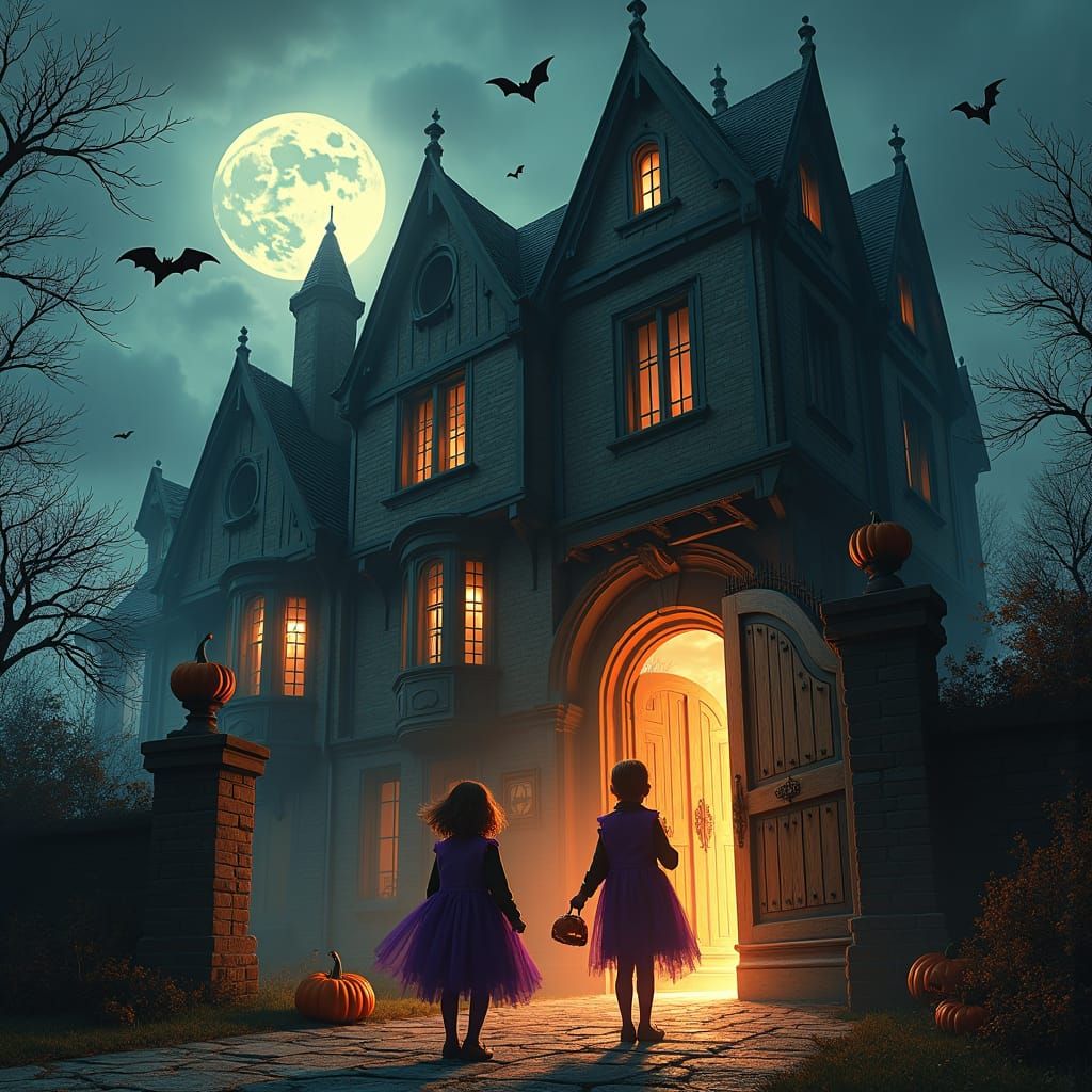 Halloween Trick-or-Treaters at Haunted Mansion